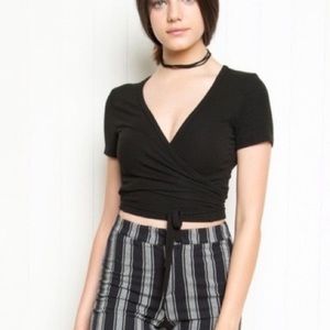 Brandy Melville Black Wrap Top